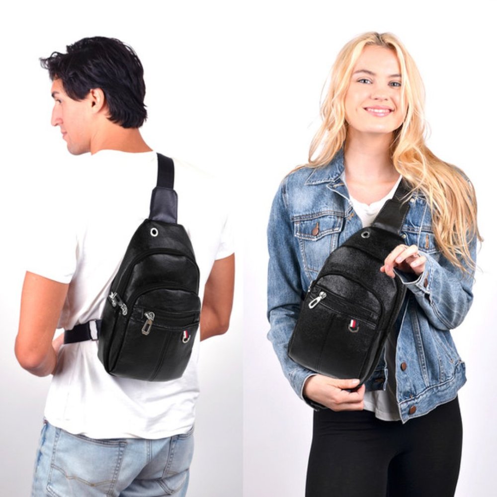 Belt Bag - Sling Bag - Black- Vegan Faux Leather - NWT- Men's / Unisex